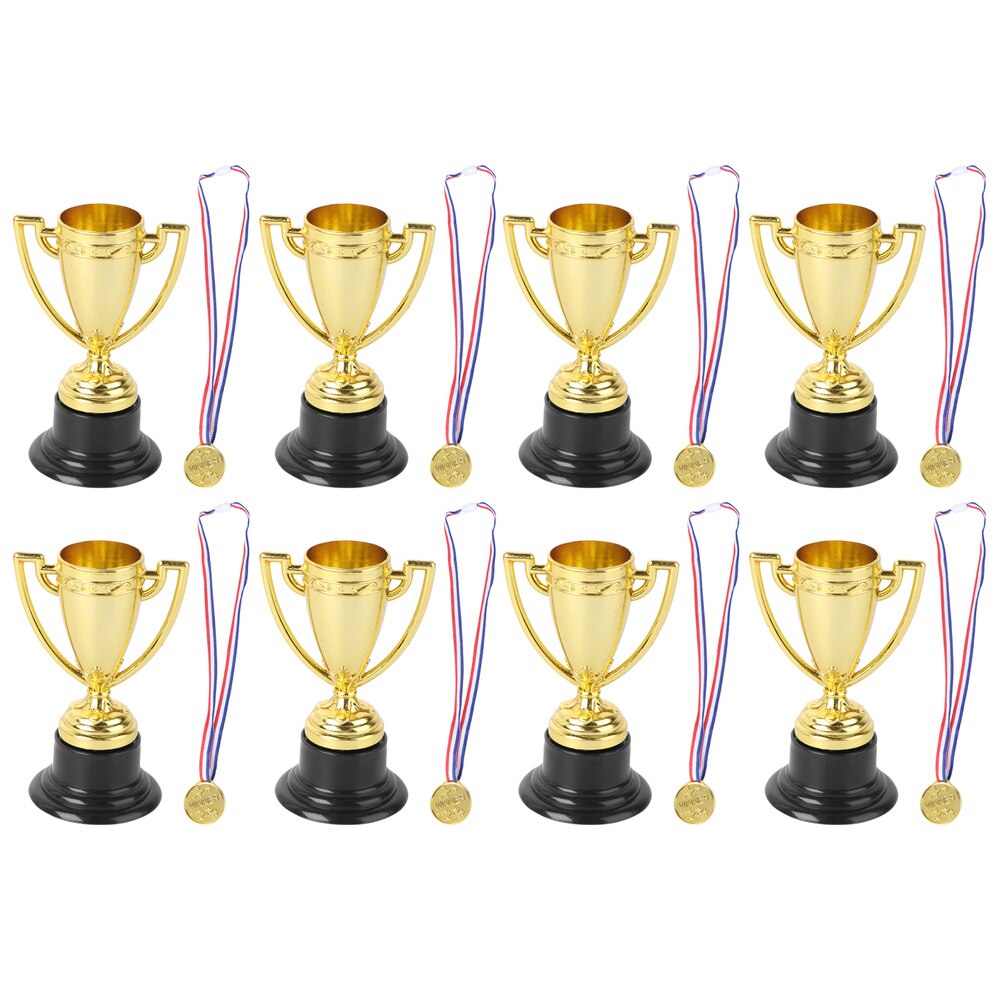 12 Stuks Mini Gold Cups Trofee En Award Medailles Prijzen Kleine Medailles Awards Trofee Speelgoed Voor Studenten Sport(6Pcs Trophie: Golden 1