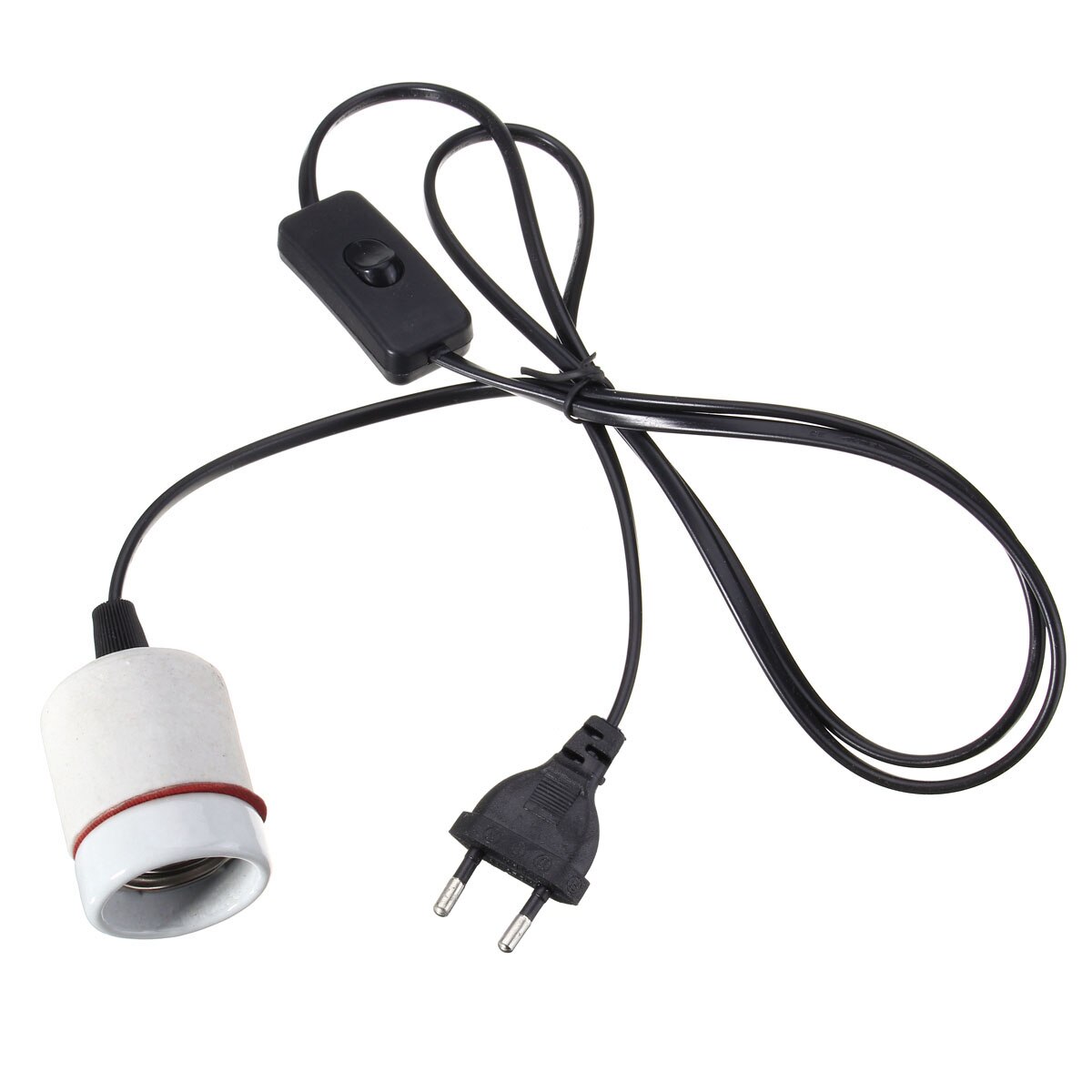 E27 Reptile Ceramic Heat Lamp Holder with Light Switch Socket Adapter Lamp 1.5m Wire Line Fitting for Mix 300W AC110-220V: EU Plug