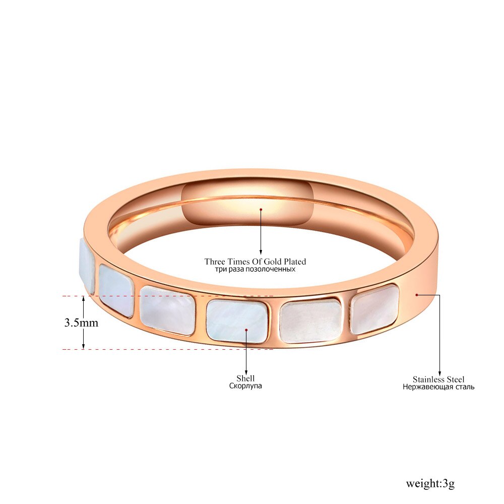 Lokaer Original Trendy Stainless Steel Wedding Rings For Women Girls Rose Gold Shell CZ Crystal Engagement Jewelry R20009