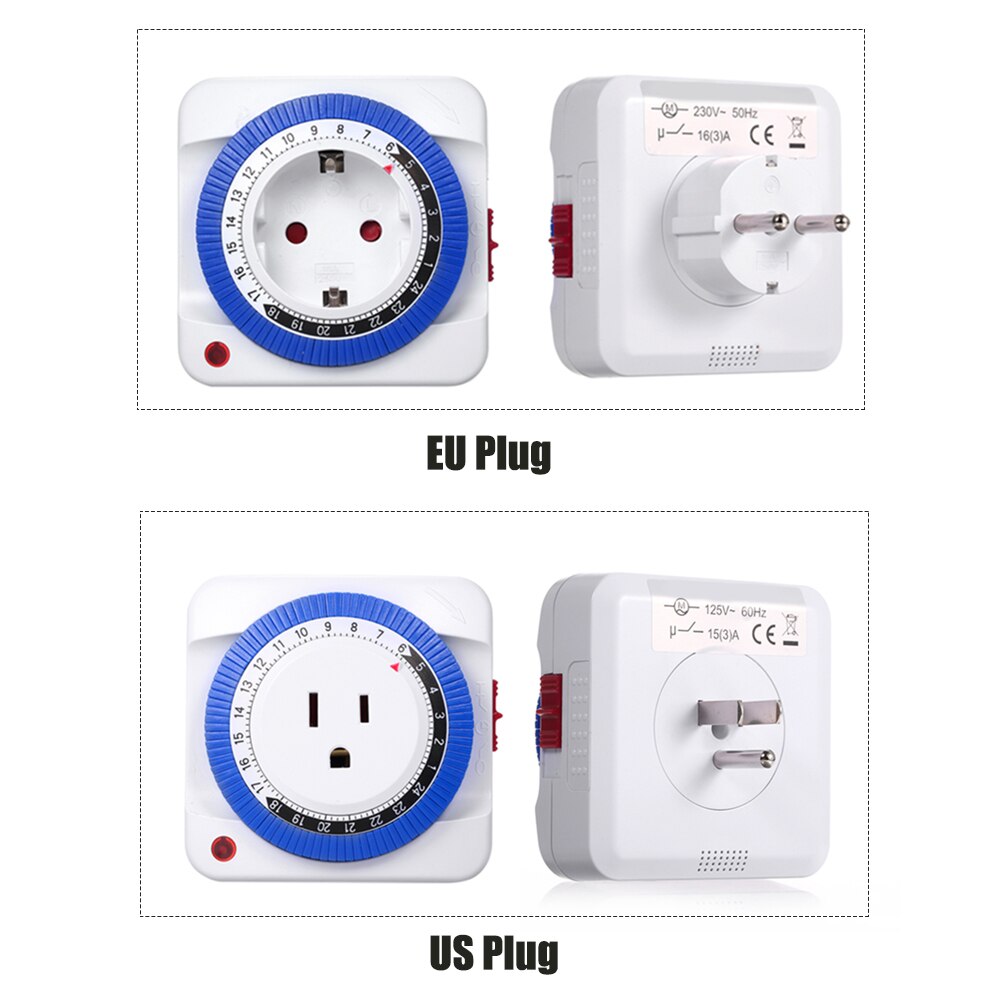 24 Hours Mini Plug-in Timer Switch Mechanical Timing Socket Time Controller for Water Dispenser Heaters & Router