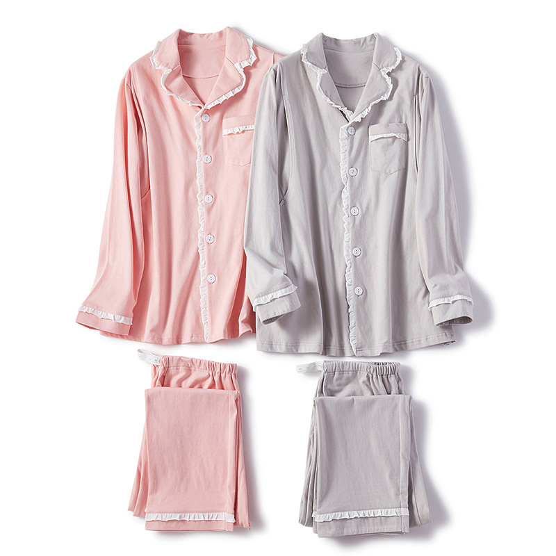 Forår bomuld pyjamas barsel amning nattøj lange ærmer nattøj til gravide kvinder gravid pyjamas sæt
