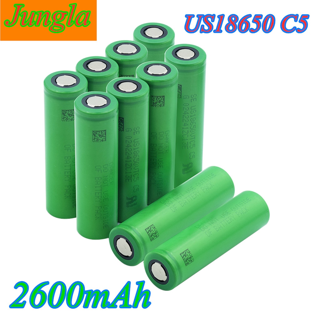 Uppladdningsbart 18650 Batteri - 10 Stk - 3.7V 2600mAh - VTC5 Ersättning