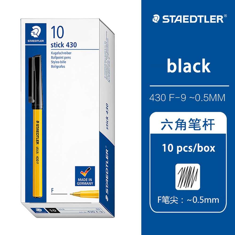 Bolígrafo alemán STAEDTLER 430F, material escolar para estudiantes, Color aceitoso, Rollerball, oficina, escuela, papelería, 10 piezas, 0,5mm: Verde