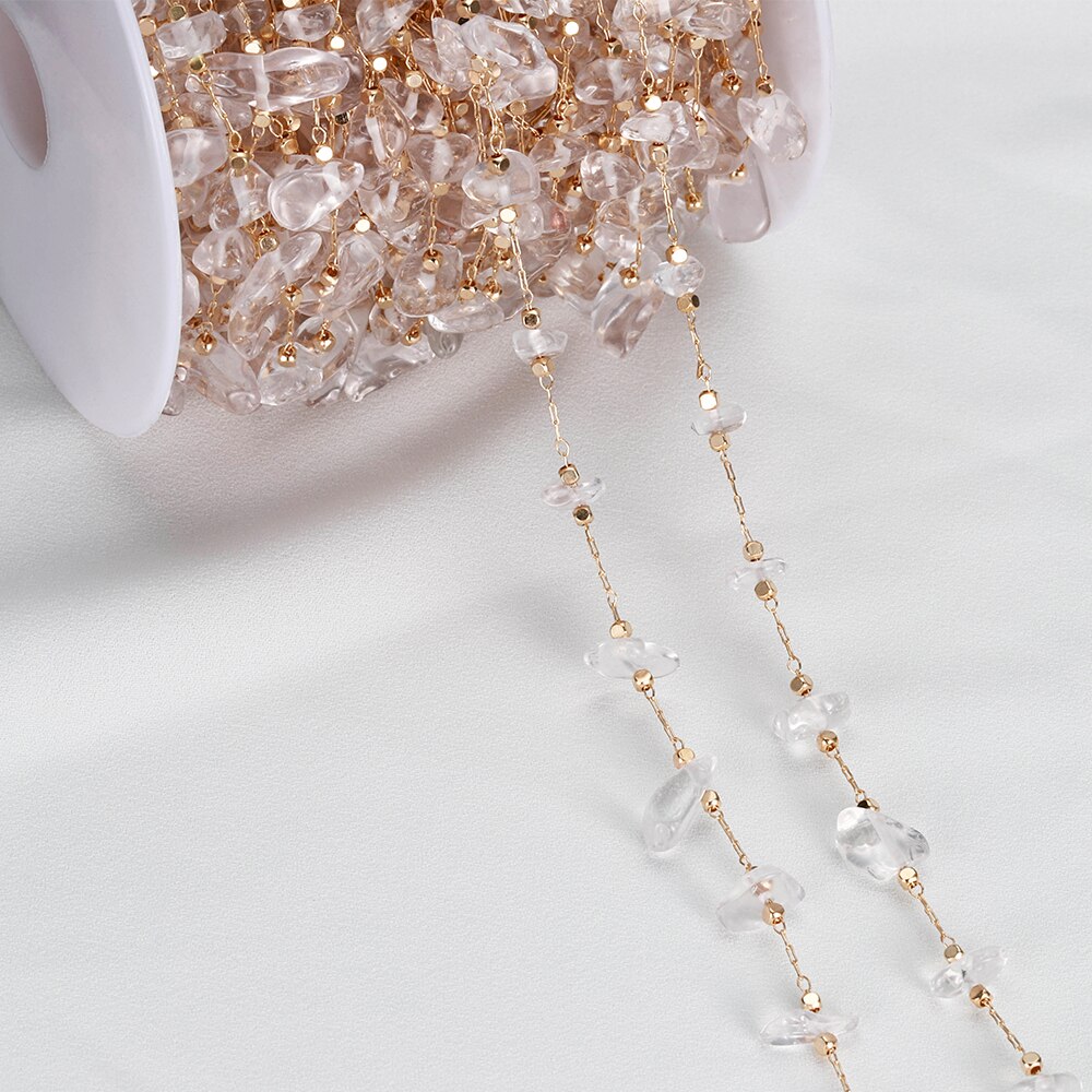 Chaîne de perles de pierre irrégulière en cristal bohème, 1 mètre, pour Bracelet fait à la main, collier, fabrication de bijoux, bricolage, décoration de rideau: Transparent