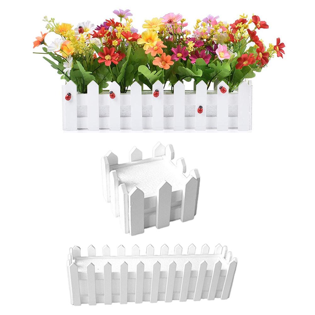 Wooden Fence Flower Pot Hanging Garden Basket Planter Plant fence artificial flowers Boxes For Wedding Home Decor