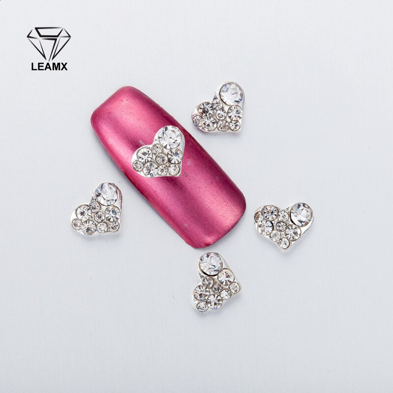 10 Stks/zak 3D Nail Art Decoraties Metall Liefde vorm Metalen Steentjes Nagels Charms Diamanten Voor Manicure Decor