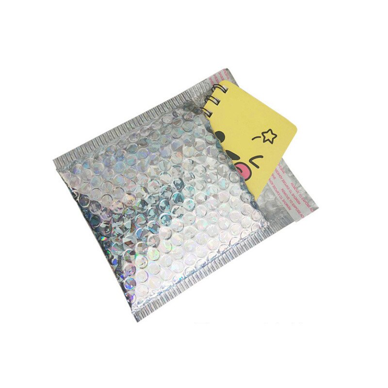 10Pcs Holographic Metallic Bubble Mailer Packaging Glamour Colorful Silver Shades Foil Cushion Padded Envelopes