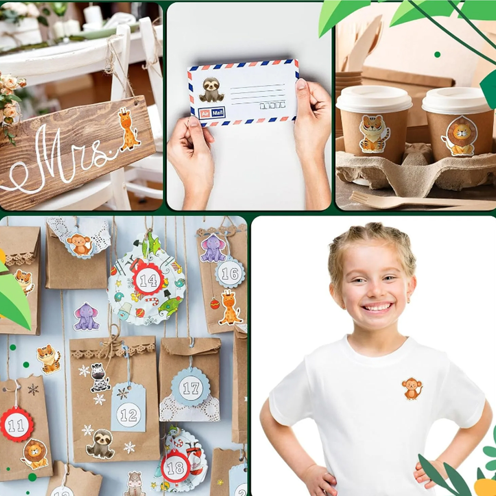 500 Stuks Cartoon Dieren Stickers Heterotypische Afdichting Label Voor Kinderen Leraar Beloning Moedigen Afdichting Label Briefpapier Sticker