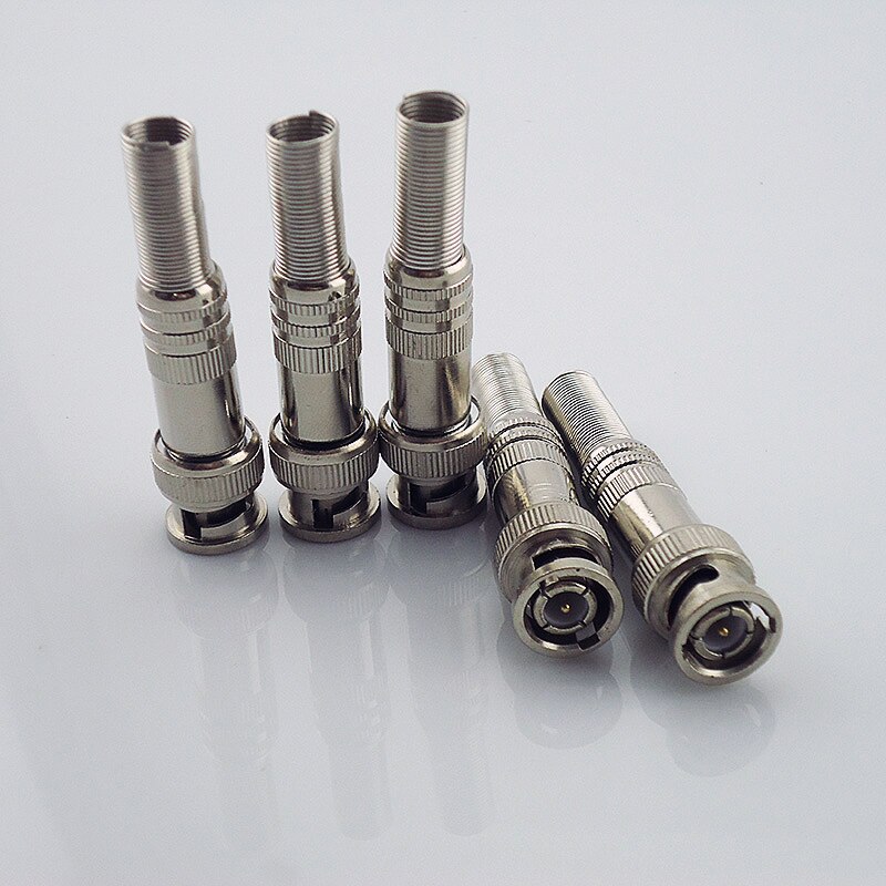 100PCS/Lot CCTV Products Accessories BNC Connector To Coaxial Male Spring Lead For RG58 RG59 Cable CCTV Camera System BNC-101
