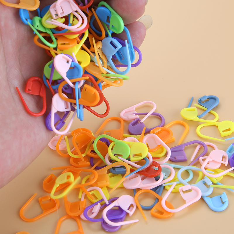 Paquete de Mini marcadores de punto de bloqueo de ganchillo para tejer, tarjeta de felicitación para bebé, soporte de marcadores de plástico, Clip de aguja artesanal
