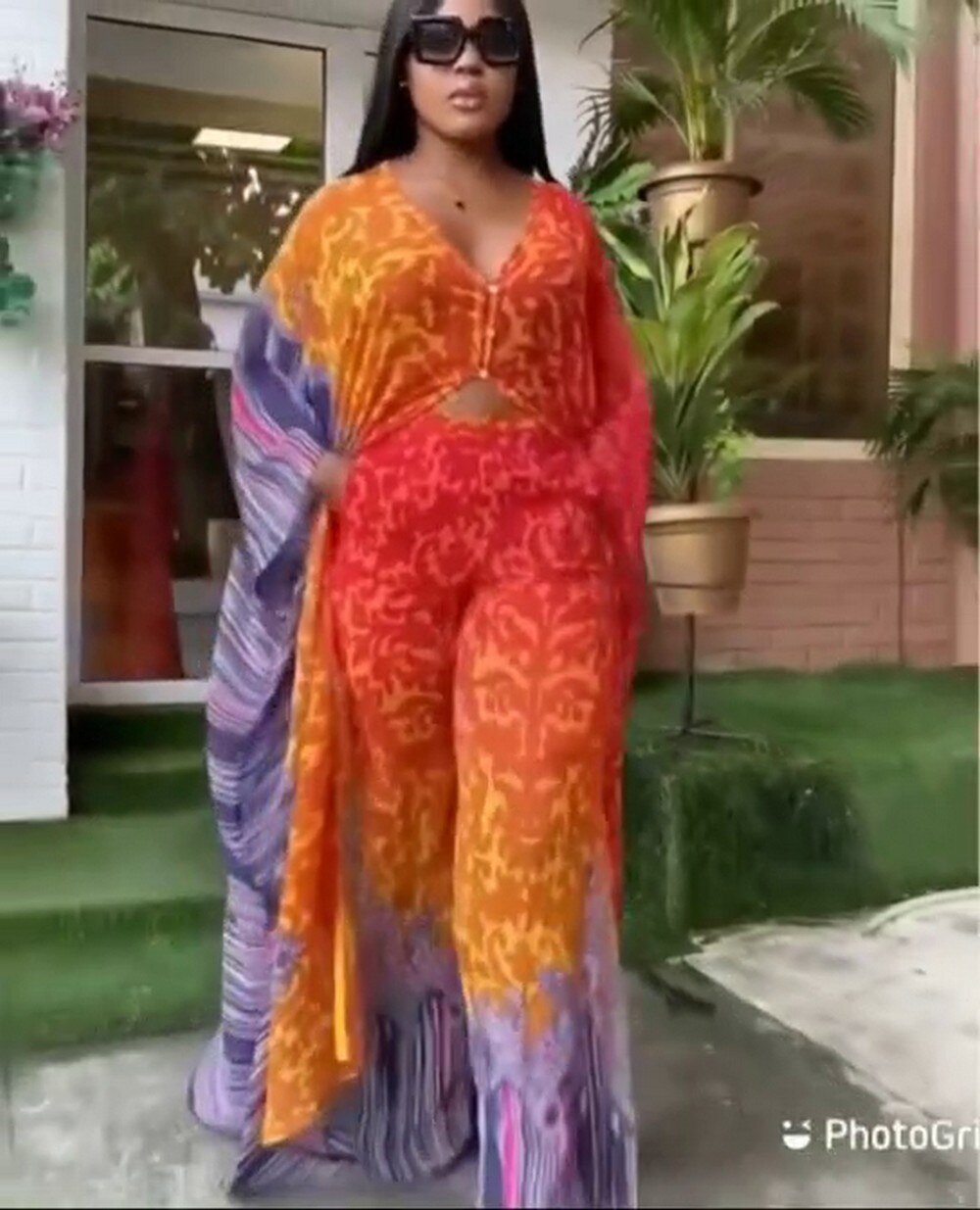 Conjuntos de dos piezas con estampado africano para mujer, Top y pantalón, ropa africana, de verano,