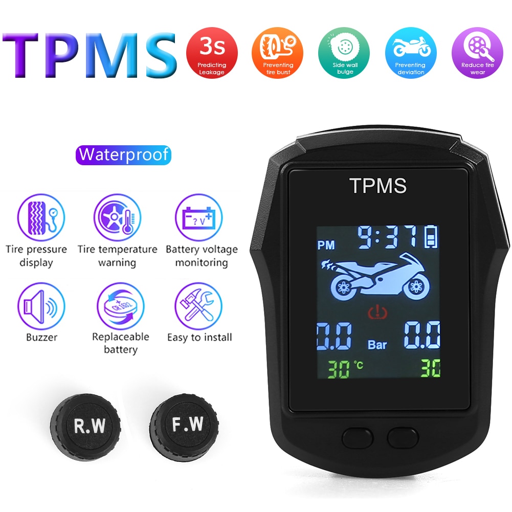 Waterproof Motorcycle TPMS Motorbike Electric Bike Tire Tyre Pressure Monitoring System with External Sensors