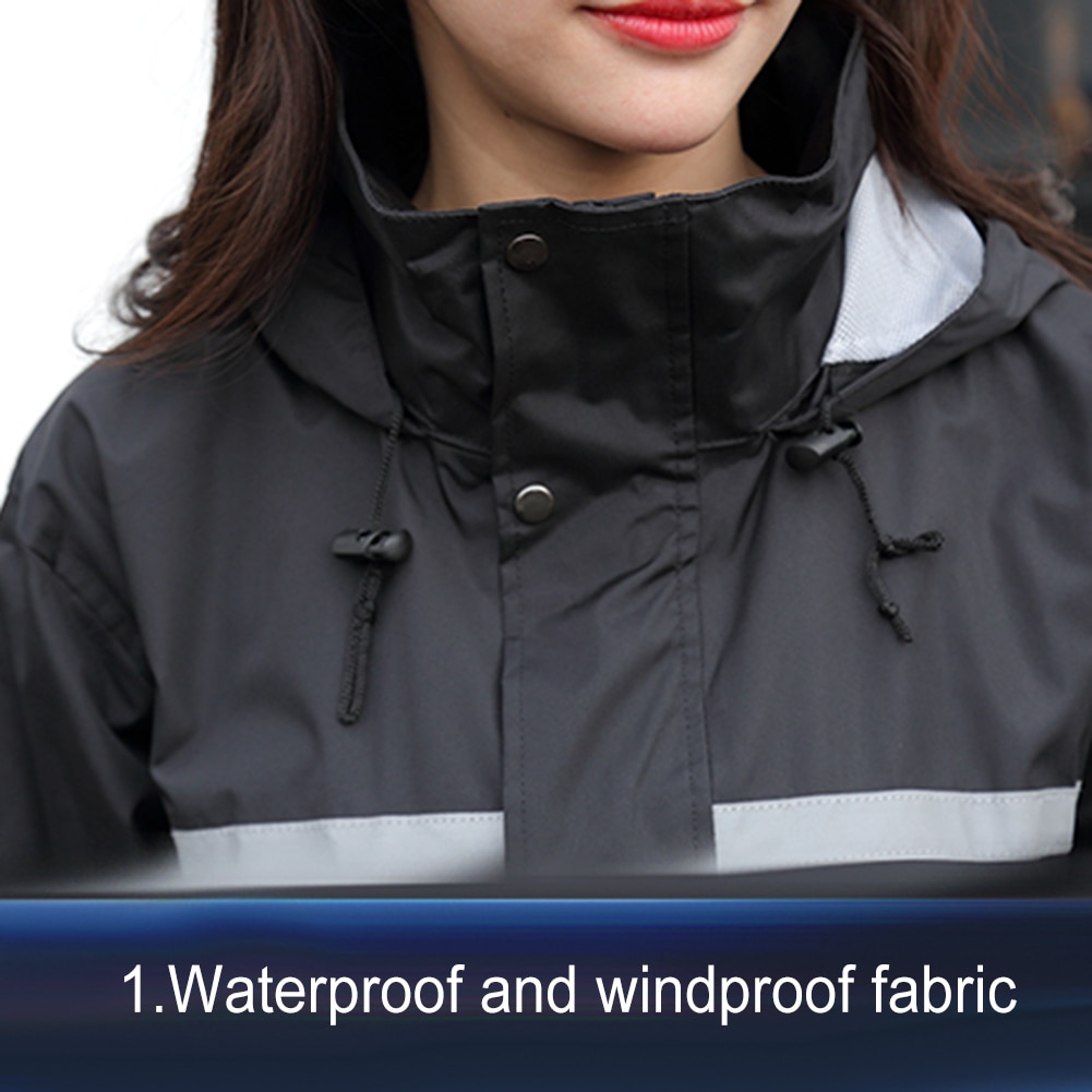 Two-piece Unisex High Visibility Reflective Hooded Raincoat Pants Set Rain Suit men coats with Face mask screen