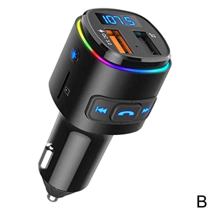 7 Color Car Mp3 Bluetooth -compatible Player Modulator Light Dual Car Fast Ambient USB Music Charger Adapter Charging Playe I7B2: B