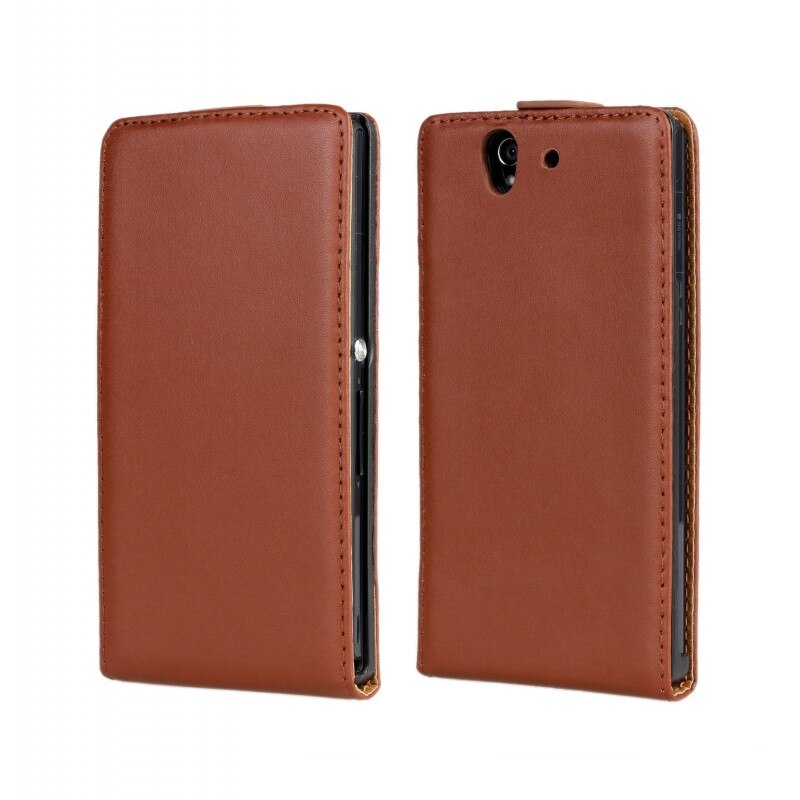 Clamshell telefon cover læder taske til sony xperia z  c6602 c6603 magnetisk adsorptionsspænde hylster flip coevr cover