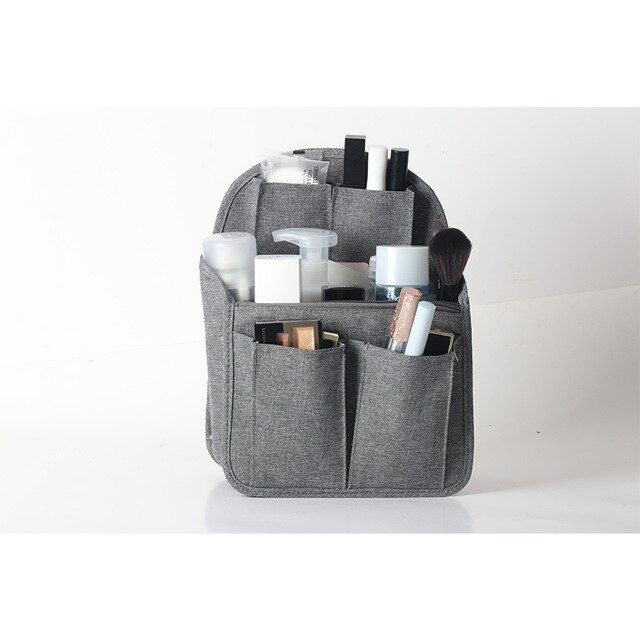 Organizer voor cosmetische tasjes voor dames, geschikt voor reistassen, insteekvakken, opbergvakken, afwerking van handtas.: Grijs
