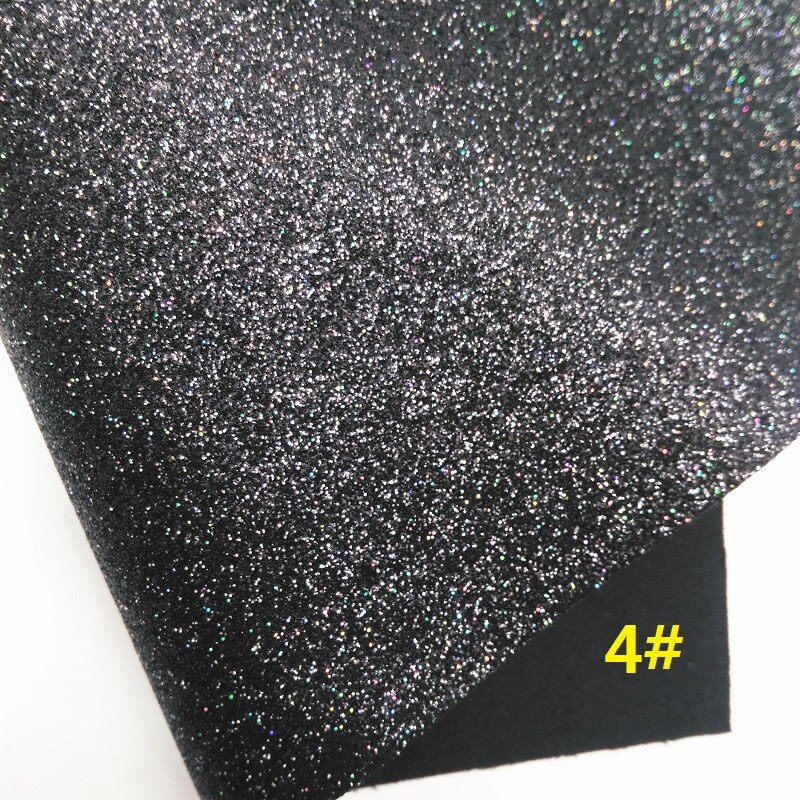 Black Glitter Fabric, Iridescent Stars Faux Leather Synthetic Leather Fabric Sheet 21x29CM Twinkling Ming KM488: 4