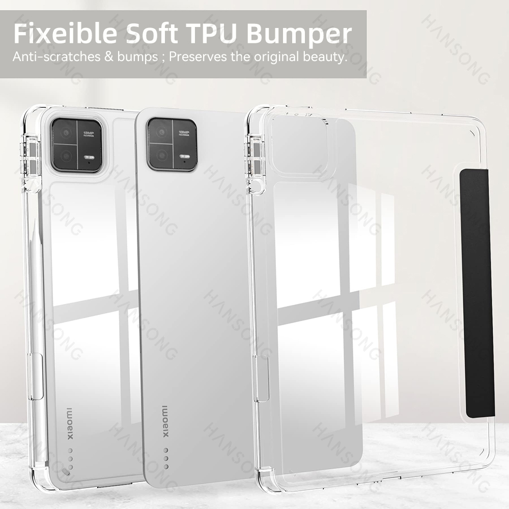 For Mi Pad Case for Xiaomi Mi Pad 5 & 5 Pro 11 inch HD Transparent Case for Mi Pad 6 & 6 Pro 11 inch with Awake / Sleep Cover