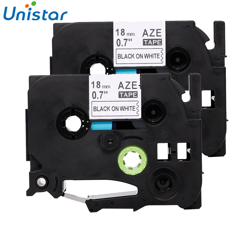 Unistar 2pcs Compatible for Brother P-touch Tape 18mm Black on White tze 241 Label Ribbon for Brother P touch tze-241 Ribbons