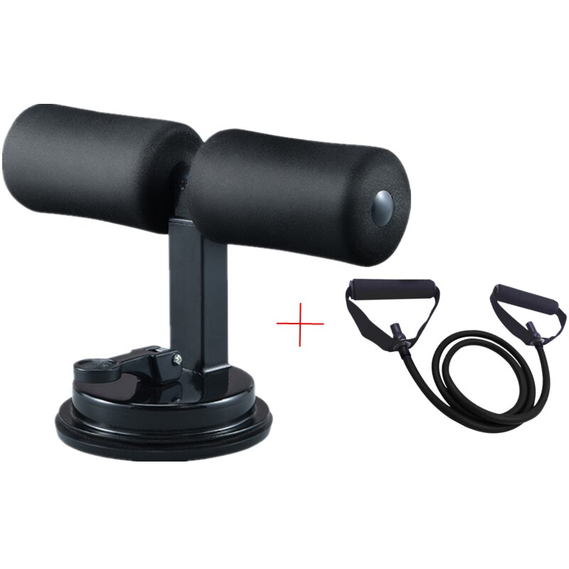 Adjustable Sit Up Bar Floor Assistant Exercise Equipment with Resistance band Home Gym Abdominals Core Workout Fitness Slimming: Black A Set