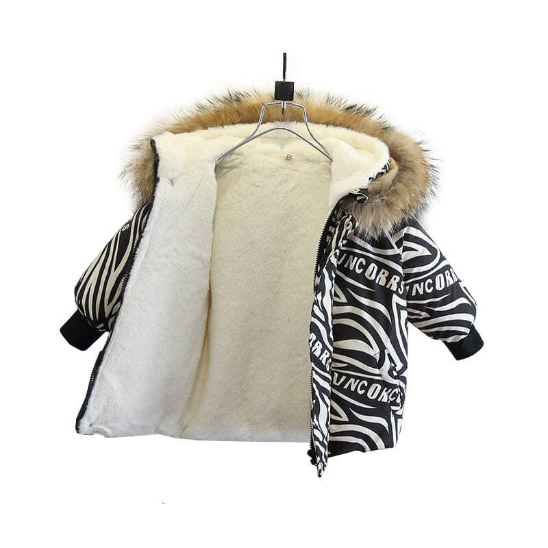 Winter Parka 2-7Y Baby Jungen Baumwolle Gepolsterte Kleidung Plus Samt Verdickt Pelz Kragen Mit Kapuze Lange Warme Jacke Für freundlicher Mantel: 5T