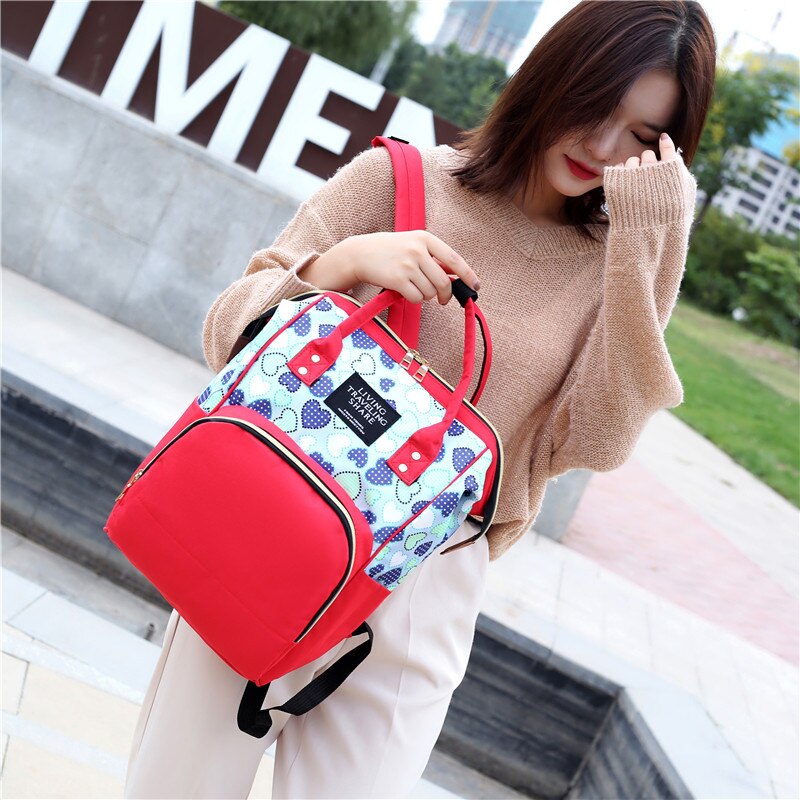 Style Multi-functional Diaper Bag Hand Diaper Bag Large WOMEN'S Bag Mommy Bag Contrast Color Backpack Women's
