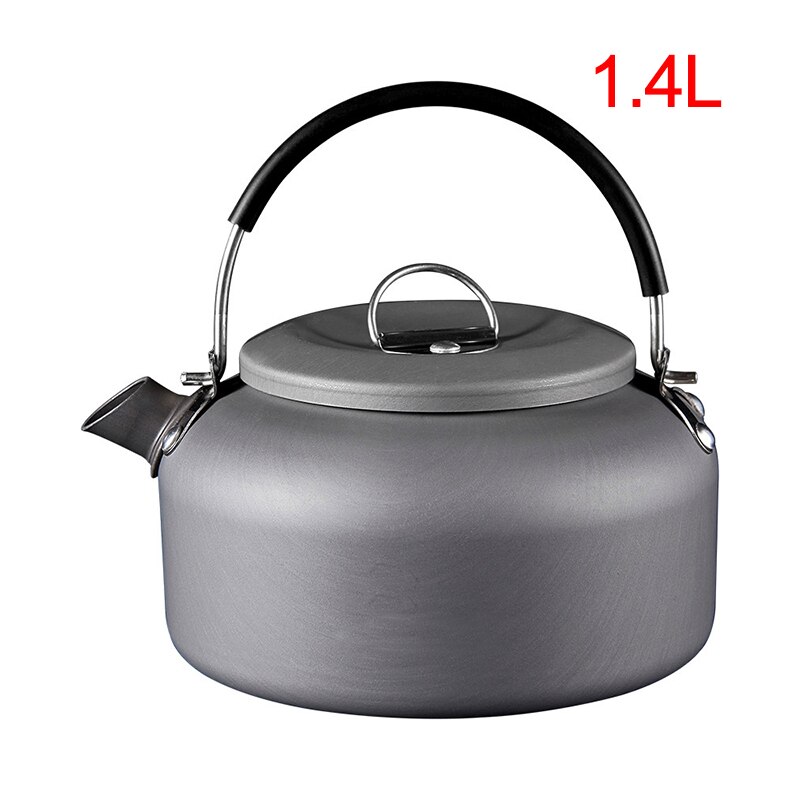 Outdoor Boiled Coffee Pot Lightweight Tableware Kettle Coffee Pot Aluminum Camping Teapot For Picnic Camping Hiking Backpacking: Black 1.4L