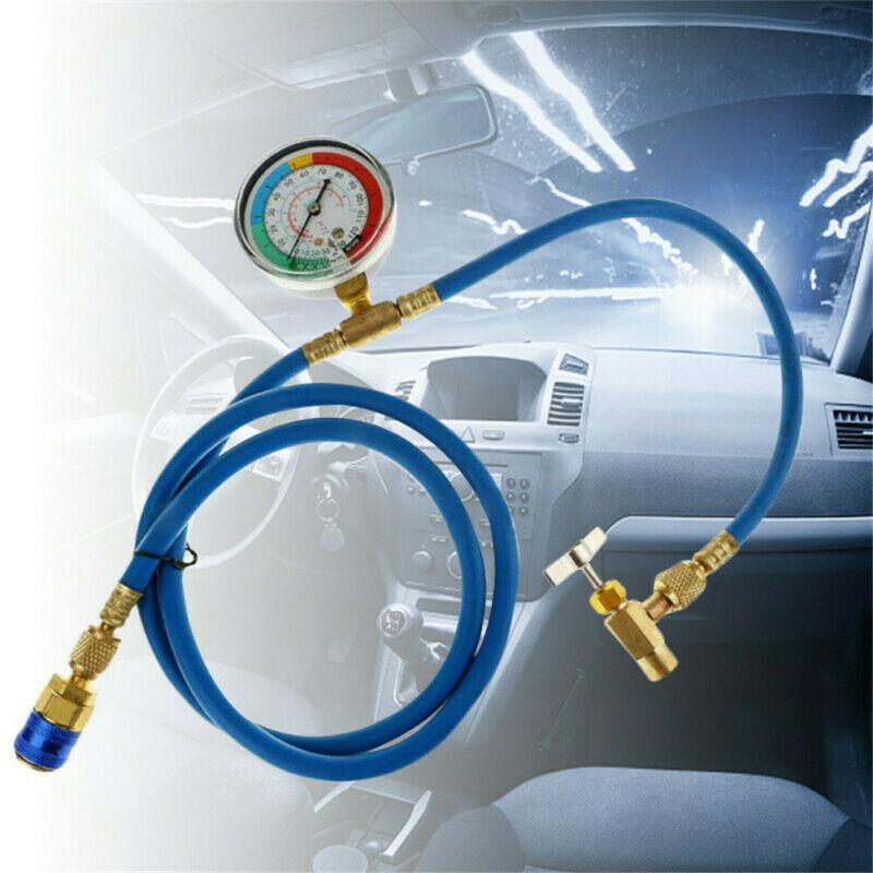 For Car Auto Air Conditioning AC R134A Refrigerant Recharge Measuring Hose Gauge Kit