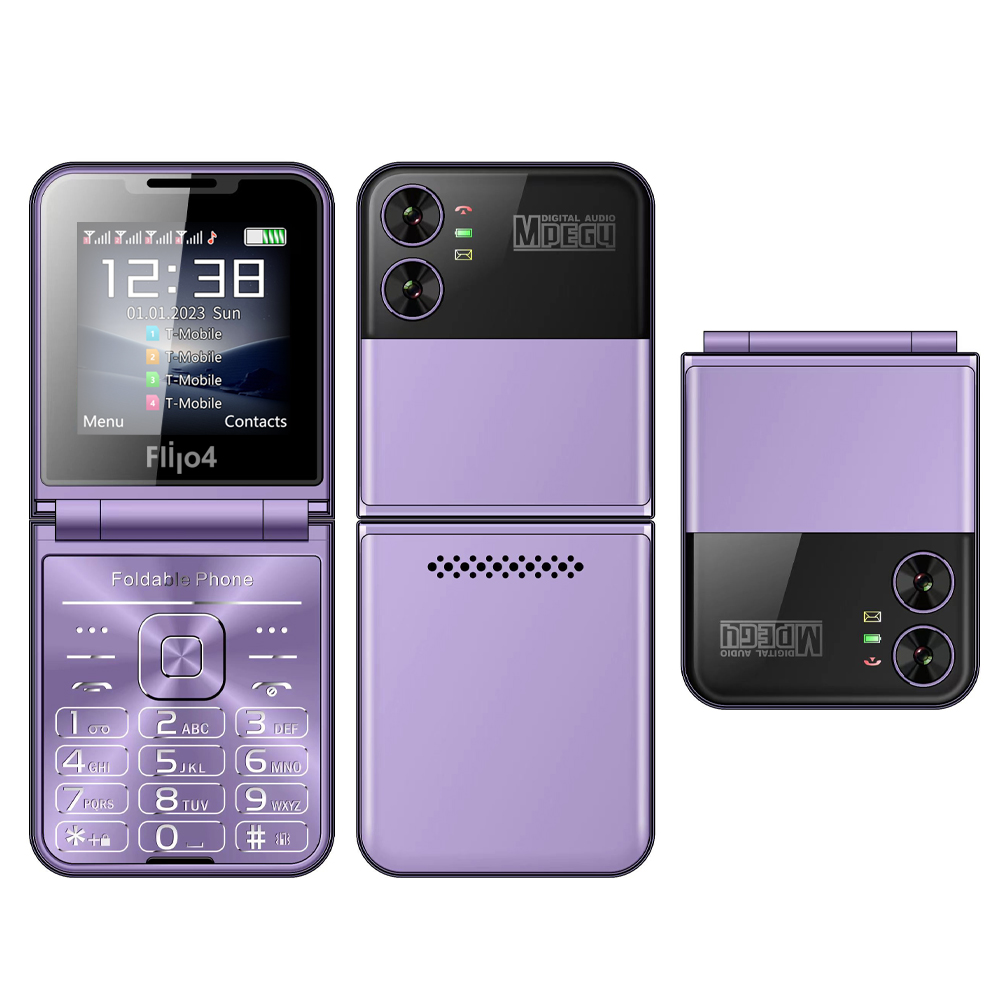 SERVO Flilo4 Flip Cellulare Quattro SIM Card GSM Rete cellulare Torcia Speed Dial Magic Voice Telefono cellulare pieghevole Prezzo basso: Rosso