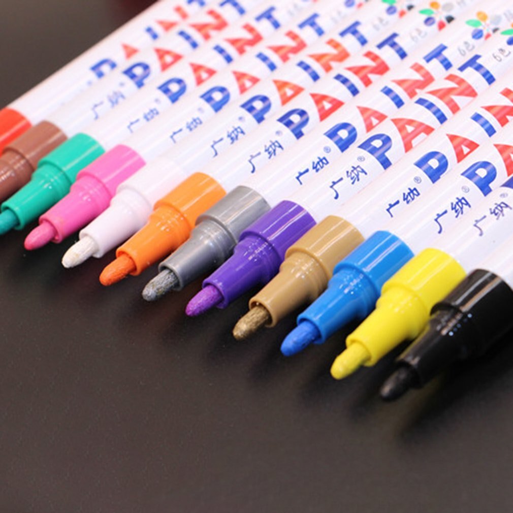 12 Kleuren Waterdicht Autobanden Loopvlak Cd Metalen Permanente Verf Marker Graffti Vette Marker Macador Caneta Stationery