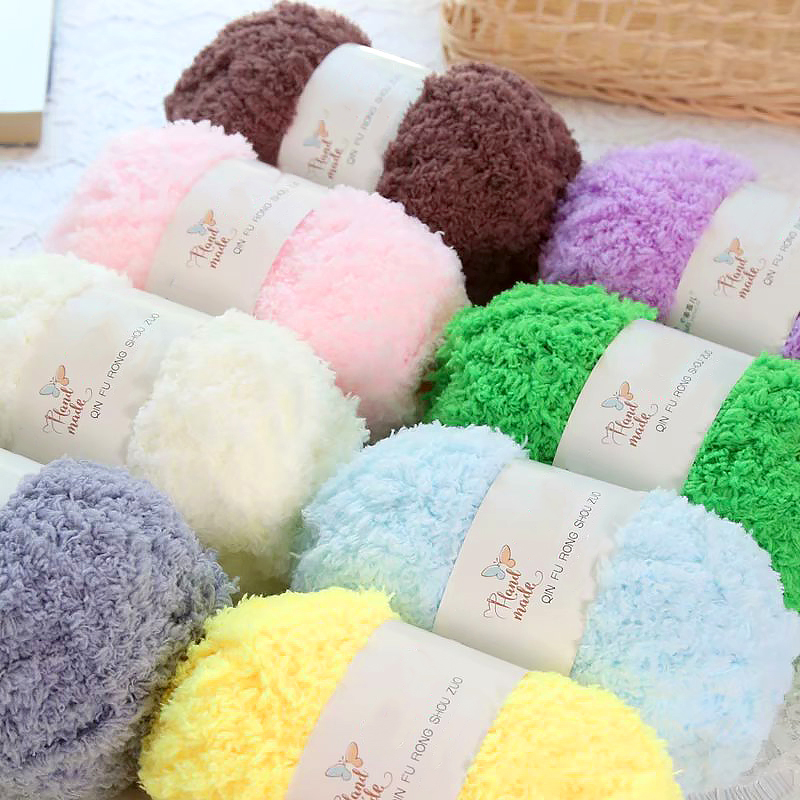 50g/rollo de hilo Coral de terciopelo suave para manualidades, hilo de lana tejido a mano, bufanda de ganchillo, suéter, manta, hilos de visón esponjosos, hilo de línea