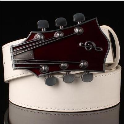 Men belt metal buckle belts Retro guitar Street Dance accessories Performance apparel hip hop waistband novel belt: D