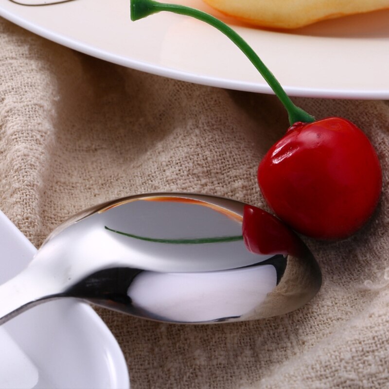 Stainless Steel Kitchen Tableware Children Flat Head Spoon Soup Coffee Tablespoon Teaspoon