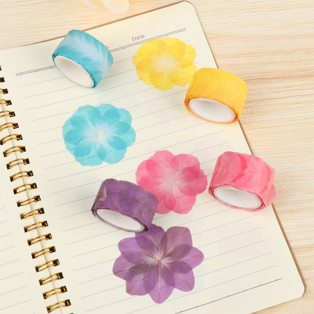 200Pcs/Roll Sakura Marking Tape Flower Petals Paper Tape Decorative Masking Tape Sticky Paper Scrapbooking Diary Paper Stickers