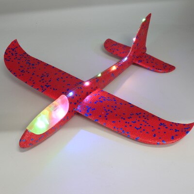 Foam Hand Throwing LED Airplanes toy, 48cm LED Flight Mode Glider Inertia Planes Model,Aircraft Planes for Kids Outdoor Sport: Red body light