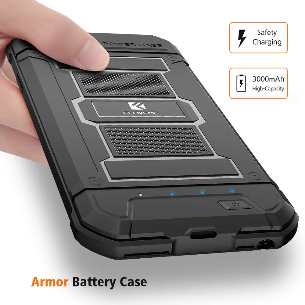 FLOVEME Mobiele Telefoon Batterij Oplader Voor iphone 6 6S Plus 7 8 Plus Power Bank Armor Draagbare Externe batterij Gevallen