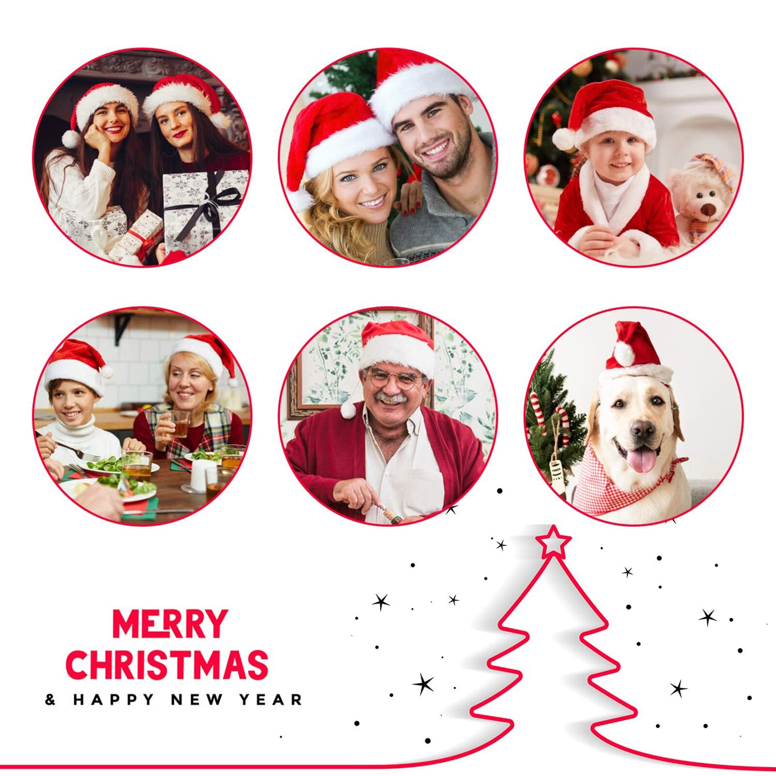 Christmas Santa Hat Decorative Cap Plush Warm Crafts Dangling Balls Home Decoration Adult Props Festival