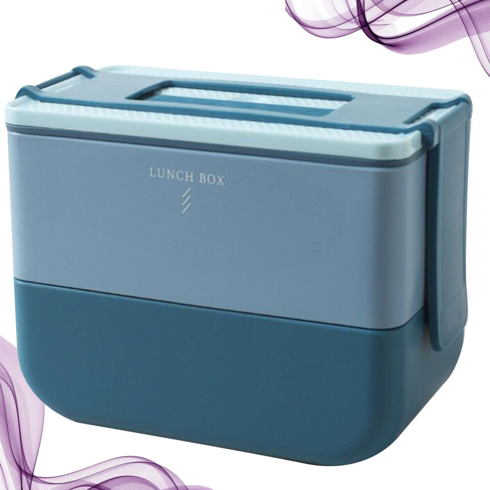 1Pc Portable Microwave Divider Box Square Heat Preservation Bento Box Portable Food Container for School Office Campin: Blue 1