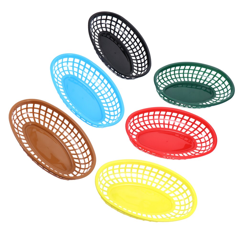 6pcs Plastic Fries Burger Basket Fast Food Basket Boat Shaped Bowl