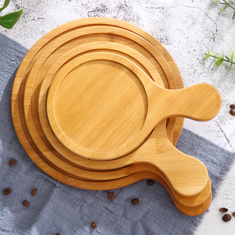 Bamboo Wooden Round Pizza Tray Cafe Dessert Pizza Tray Baking Pizza Tray