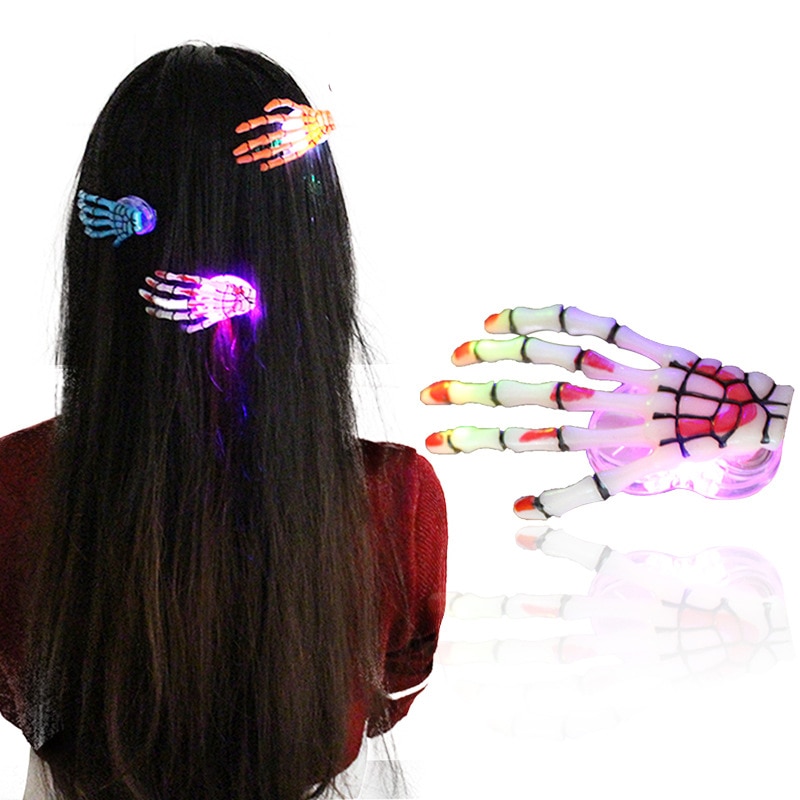 Skull Hand Bone Haarspeld Meisjes Halloween Night Glow Feestartikelen Grijper Ghost Skelet Haarspeldjes Hairclips Tool