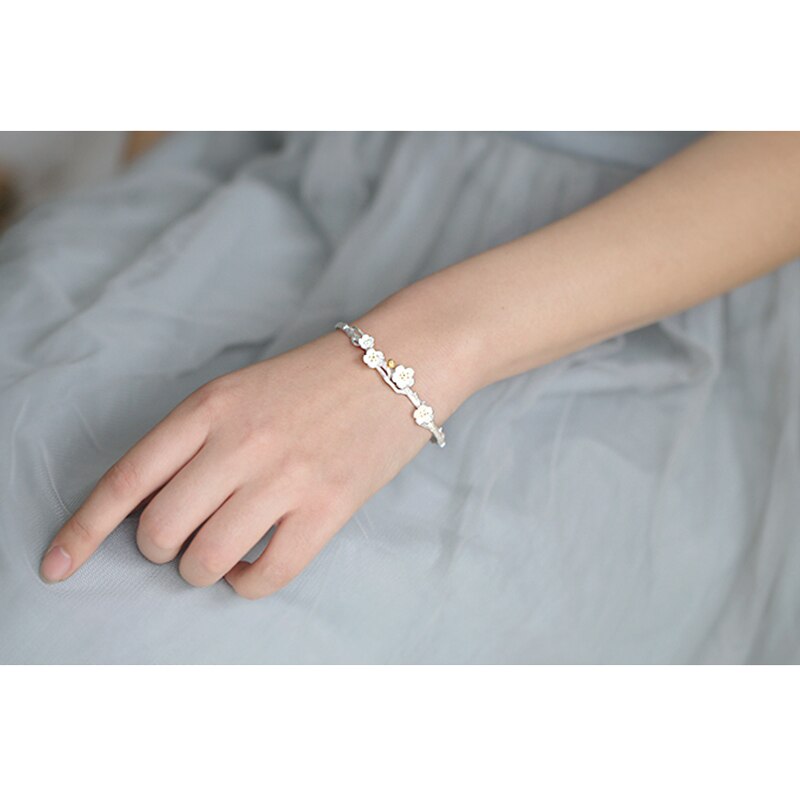 Valentine's Day 925 Sterling Silver Flower Bracelet Bracelet For Girlfriend Anniversary Bridesmaid bracelet