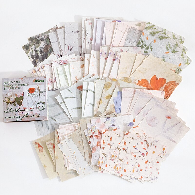 100 pcs /pack Old Time Retro Base Paper Notes Antique Handbook Diary Notebook Decoration: 002