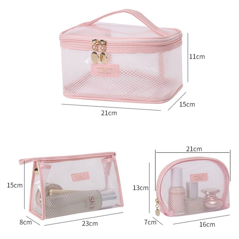 PURDORED 1 Pc Clear Mesh Women Makeup Bag impermeabile EVA Cosmetic Bag Travel Zipper borsa grande per trucco custodia per bellezza femminile