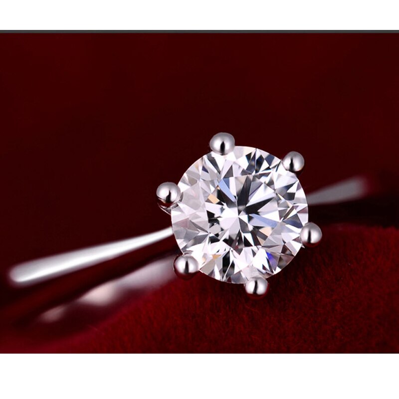 Vrouwen Bridal Wedding Engagement Classic Vinger Ringen Super Shiny Cubic Zirkoon 925 Sterling Silver Crystal Sieraden