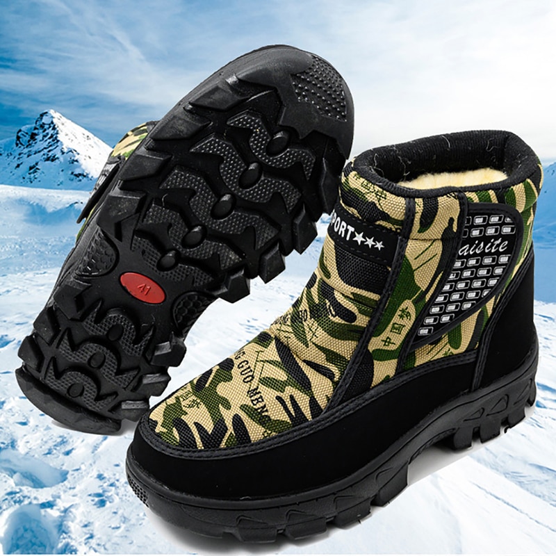 Men Boots Lightweight Winter Shoes For Men Snow Boots Waterproof Winter Footwear Non-slip Ankle Winter Boots rubber shoe sole