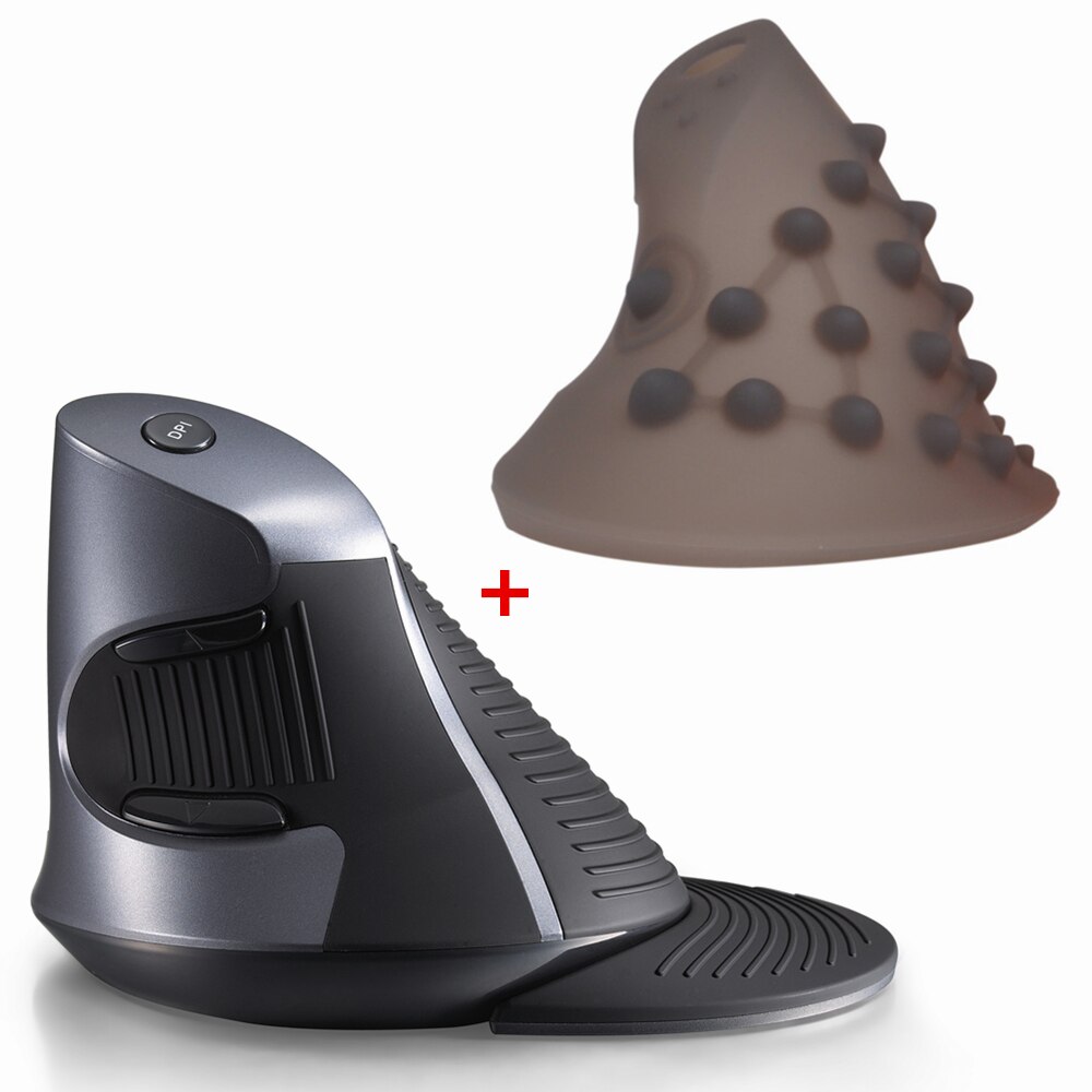 Delux M618RP Wired/Wireless Vertical Mouse 6 Buttons Ergonomic Optical Right Hand Mice with Rubber Protective Shell For PC: Gray Shell M618GX