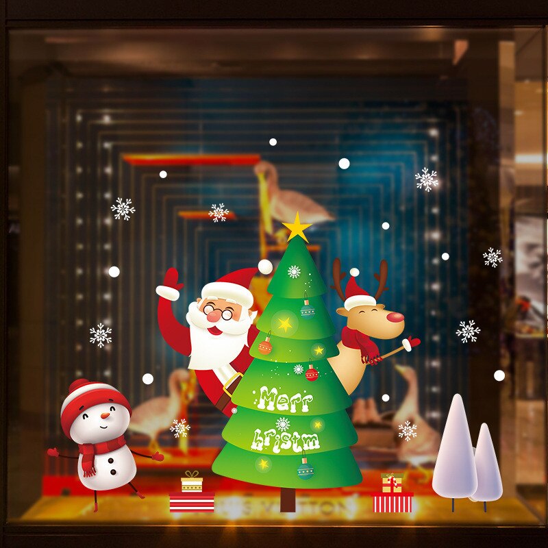 Wall Stickers Christmas Home Decor Stickers Christmas Window Stickers Double-sided Static Stickers For Window Decorations