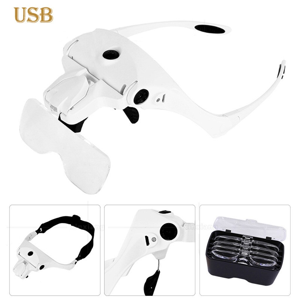 Easy Vision Illuminated Head Magnifier Glasses LED Magnifying Louped Head Mount LED Light Headband Magnifier Glass drosphipping