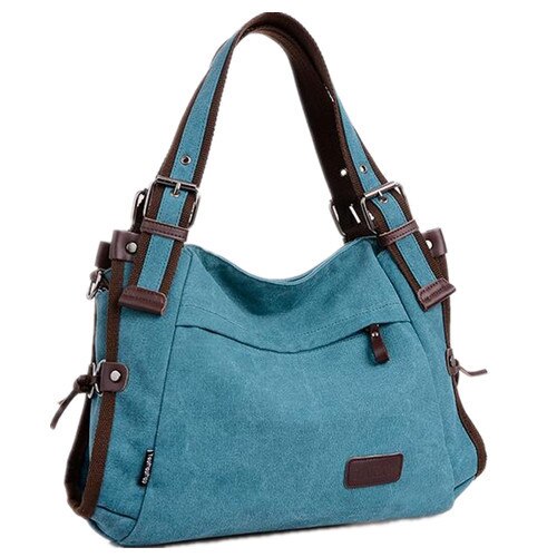 Lebolong Canvas Messenger Bag vrouwen Handtassen Beroemde Vintage Tas Retro Vintage Messenger Bag Trendy Schoudertassen: Blauw